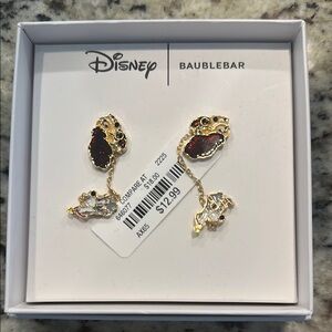 BaubleBar Gold and Red Earrings with Dainty Design